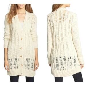 Michael Kors Open Weave Knit Cardigan Sweater Women’s Small Dark Ecru NWT